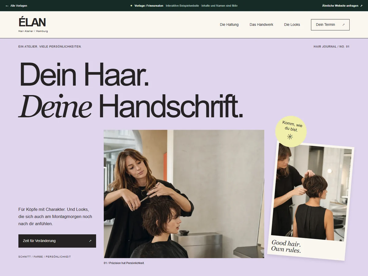 Aktuelle Website-Vorschau: ÉLAN Hair Atelier