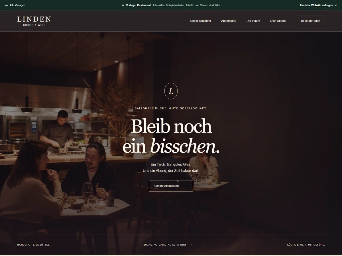 Aktuelle Website-Vorschau: LINDEN Küche & Wein
