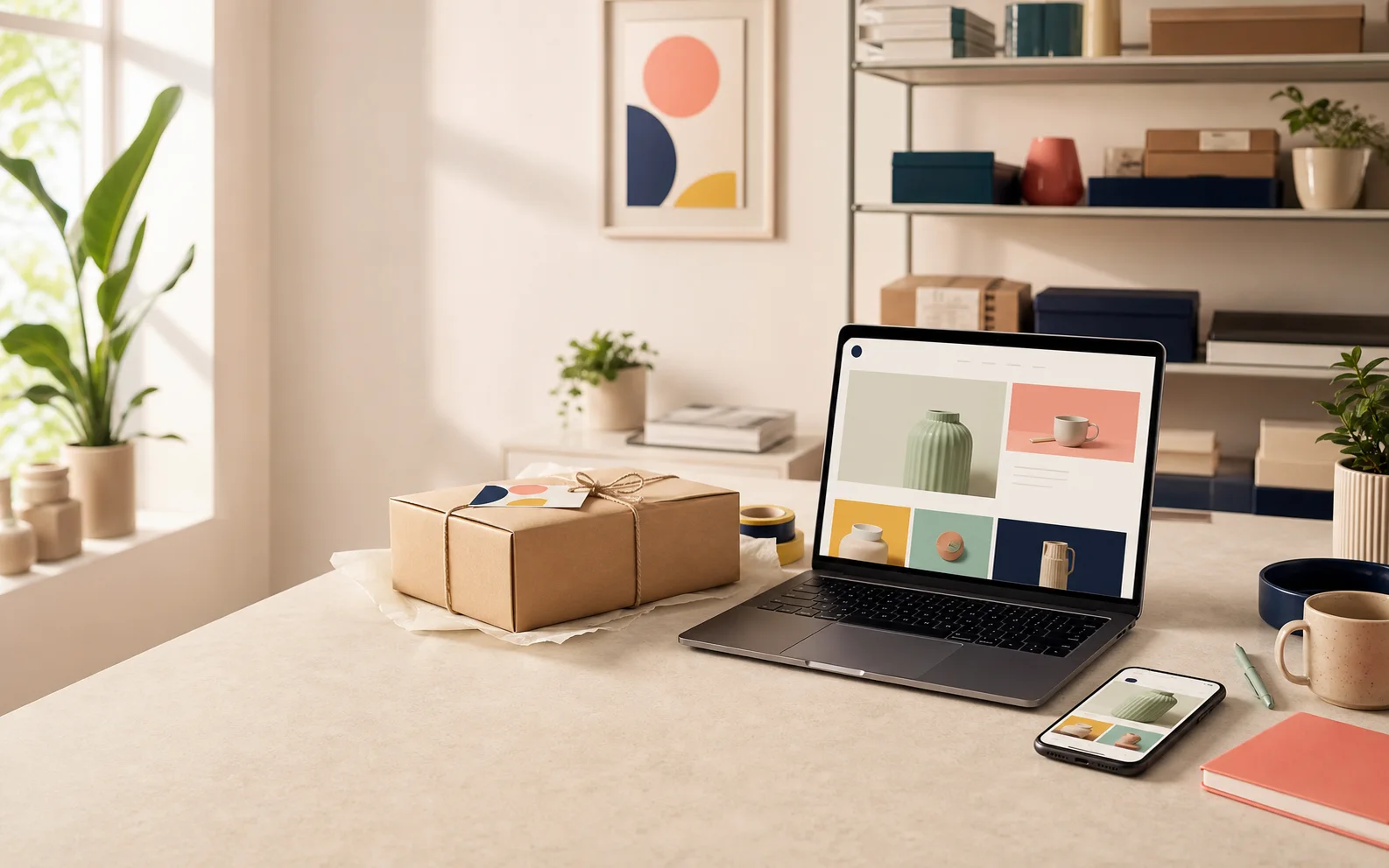 Onlineshop auf Laptop und Smartphone