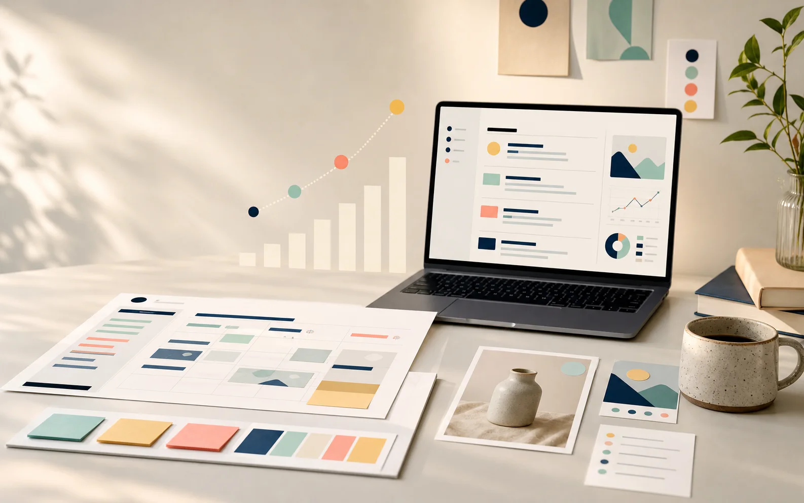 Arbeitsplatz für SEO-Analyse und Inhaltsplanung