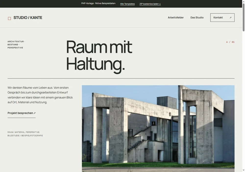 Vorschau des Architektur-Templates STUDIO / KANTE